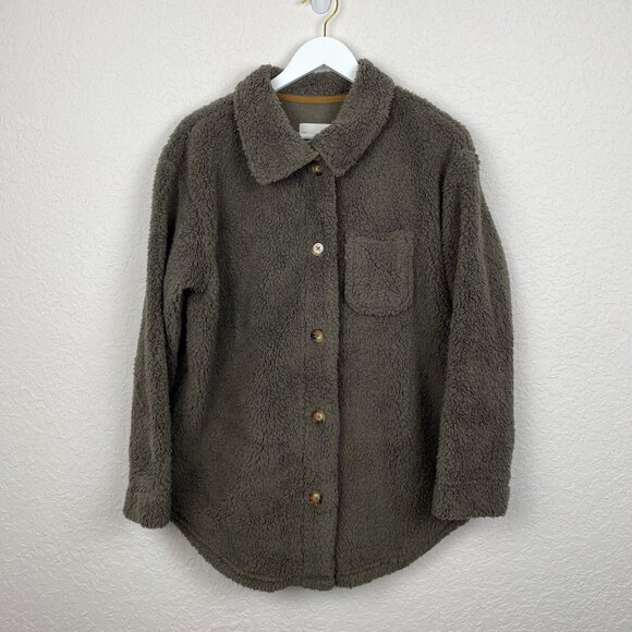 Koolaburra Ugg Jacket Womens Small Green Fleece Button Front Layer Shacket NWOT - Picture 2 of 11